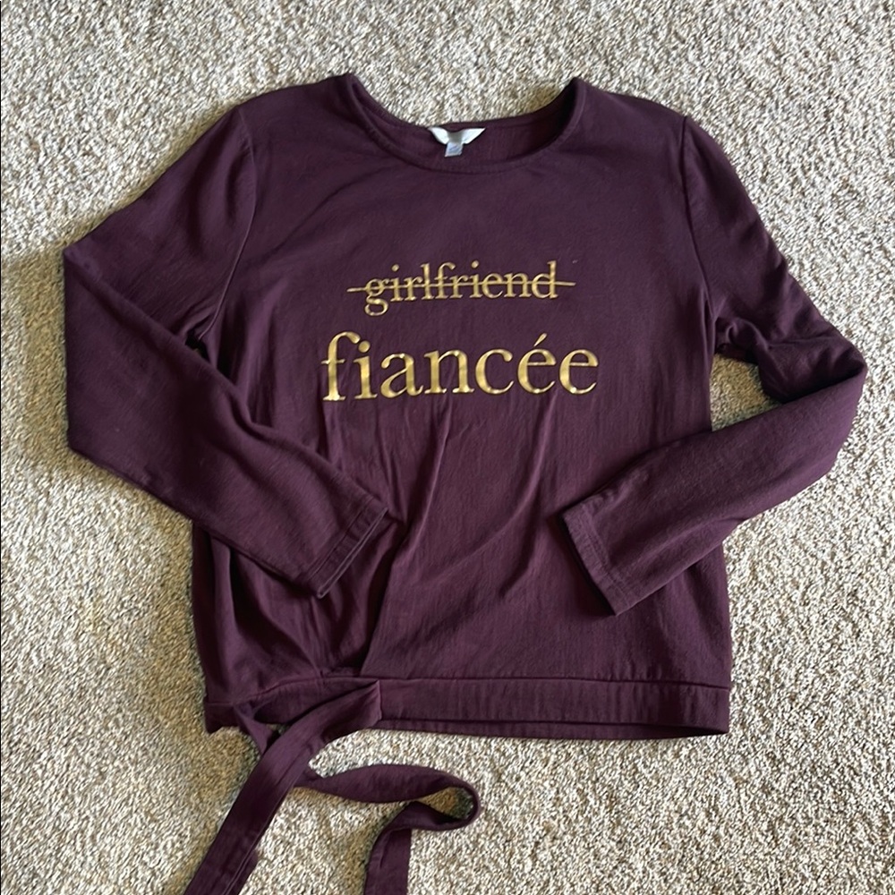 Bella Canvas Purple Fiancée Graphic Long Sleeve Tee